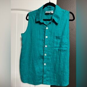 Vintage 90s Chicos Linen Tank Shell Button Classic Beauty Natural Fabric SZ 3 XL